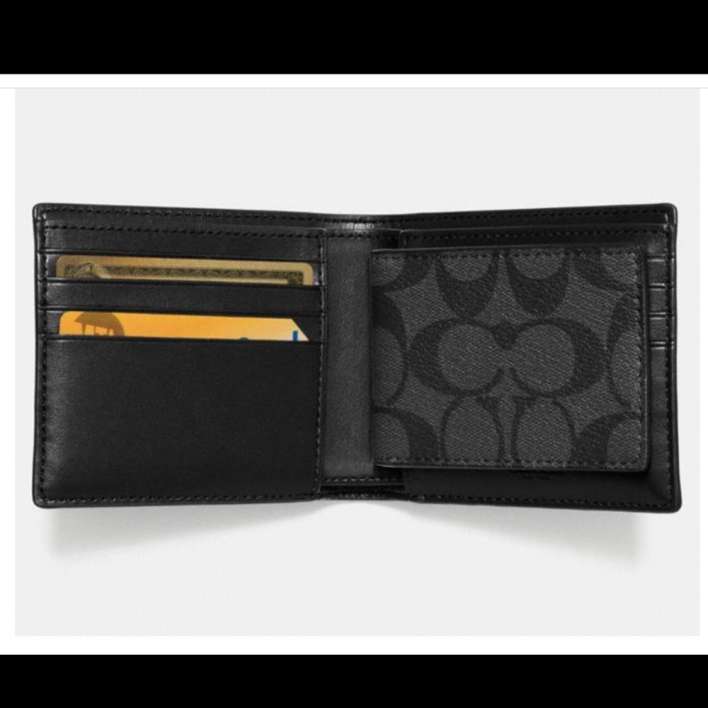 NWT Coach compact ID Wallet In Signature Canvas - Picture 7 of 10